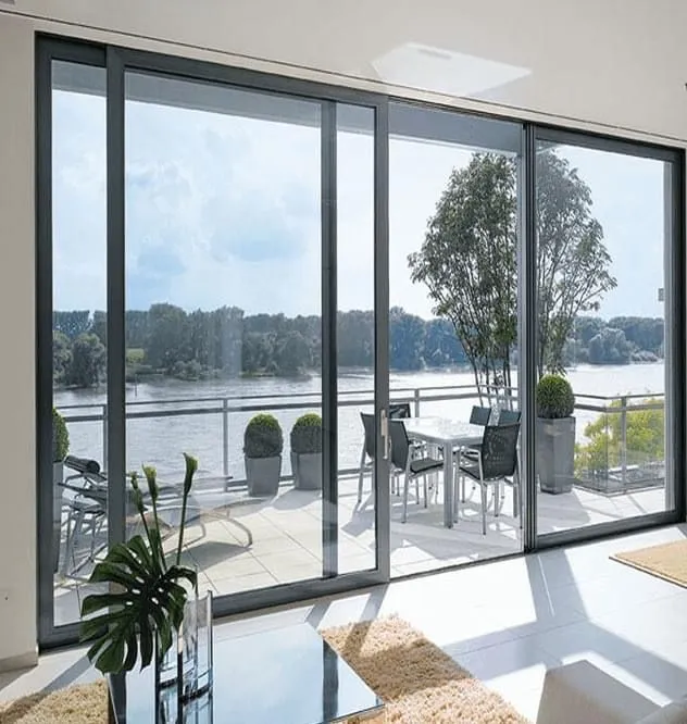 Slim frame aluminium sliding system window - modern interior design